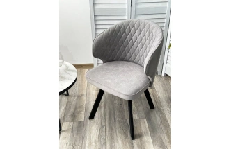 Стул Skat, мягкий, поворотный, B22 серый, велюр, черный каркас