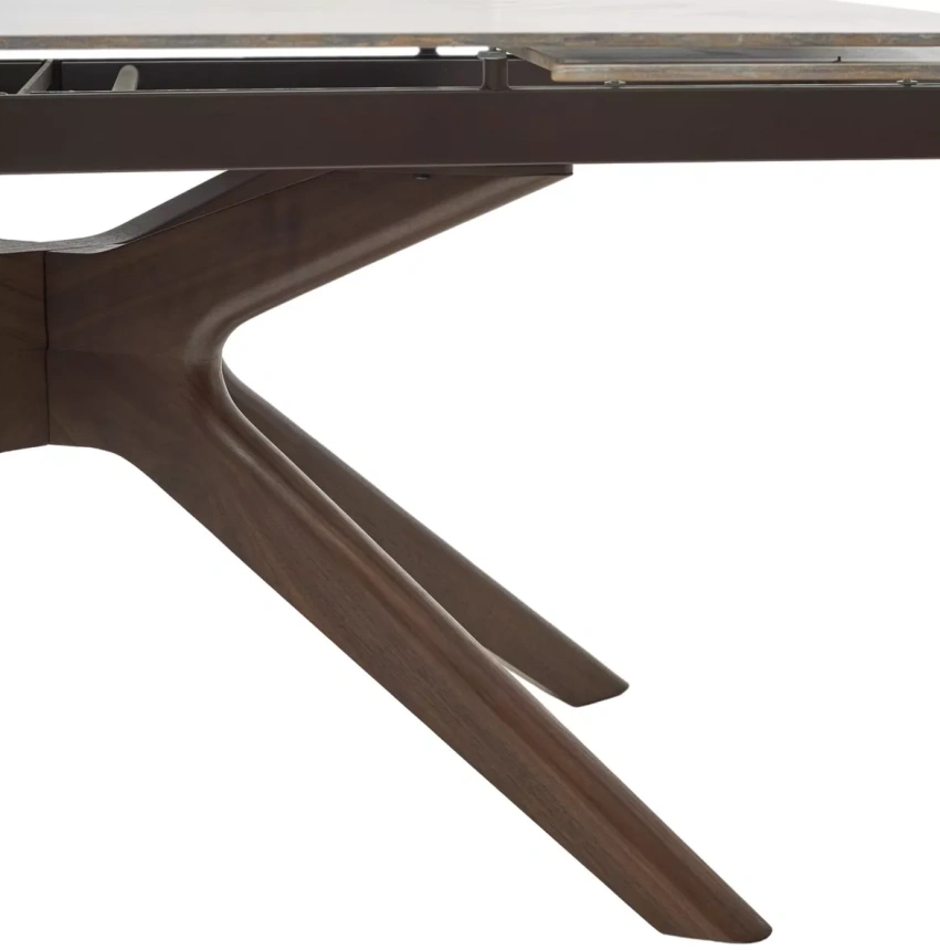 Обеденный раздвижной стол Eder 160, Gloss Amber Jade Solid Ceramic, Орех