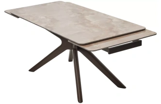 Обеденный раздвижной стол Eder 160, Gloss Amber Jade Solid Ceramic, Орех