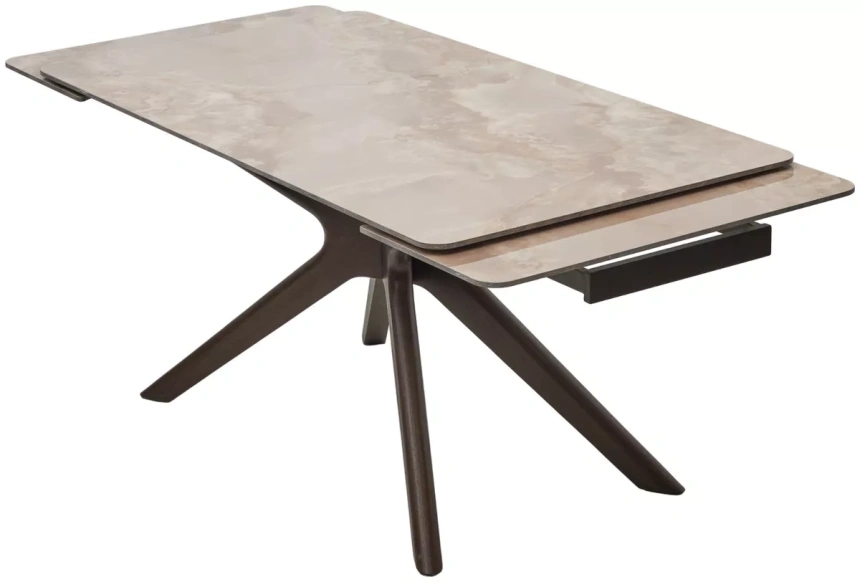 Обеденный раздвижной стол Eder 160, Gloss Amber Jade Solid Ceramic, Орех