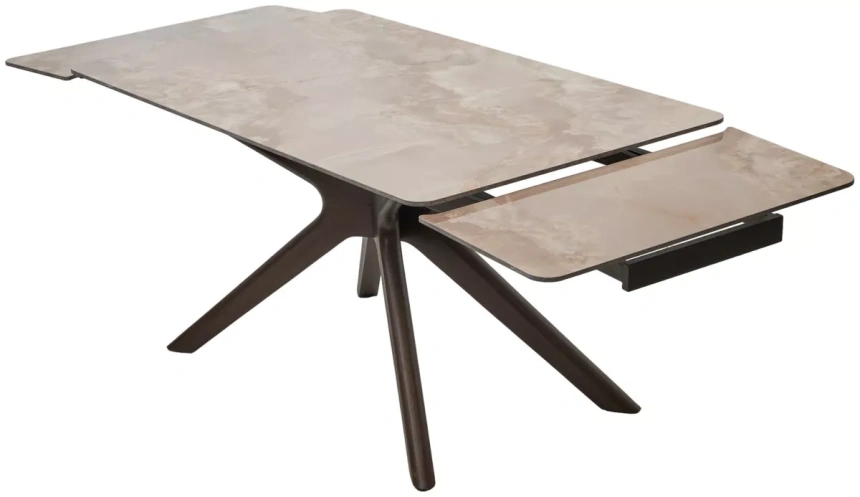 Обеденный раздвижной стол Eder 160, Gloss Amber Jade Solid Ceramic, Орех