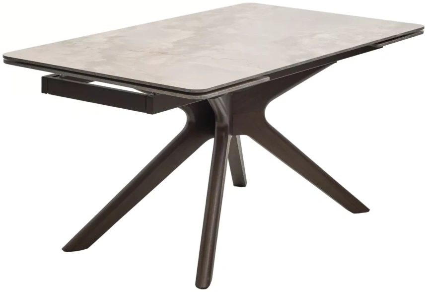 Обеденный раздвижной стол Eder 160, Gloss Amber Jade Solid Ceramic, Орех