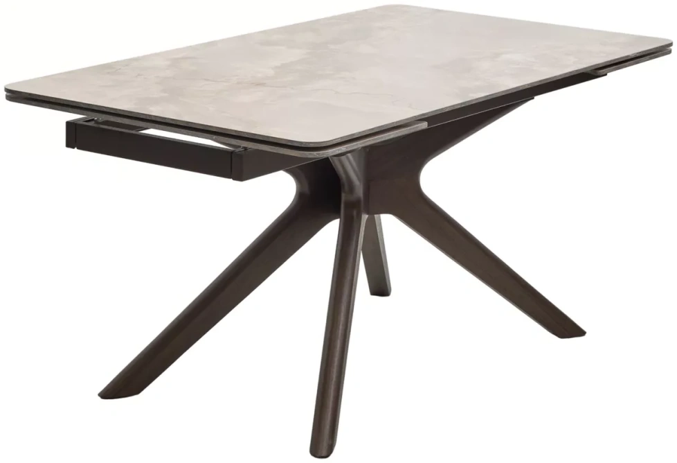 Обеденный раздвижной стол Eder 160, Gloss Amber Jade Solid Ceramic, Орех