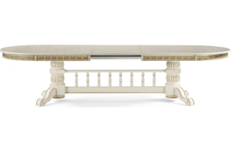 Обеденный раздвижной стол Кассиль, 260(330)х110х77, крем / золотая патина