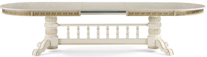 Обеденный раздвижной стол Кассиль, 260(330)х110х77, крем / золотая патина