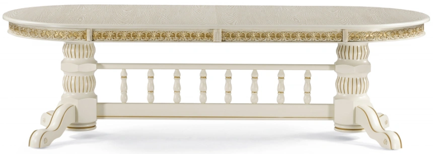 Обеденный раздвижной стол Кассиль, 260(330)х110х77, крем / золотая патина