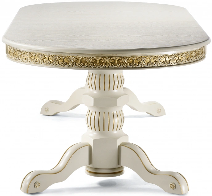Обеденный раздвижной стол Кассиль, 260(330)х110х77, крем / золотая патина