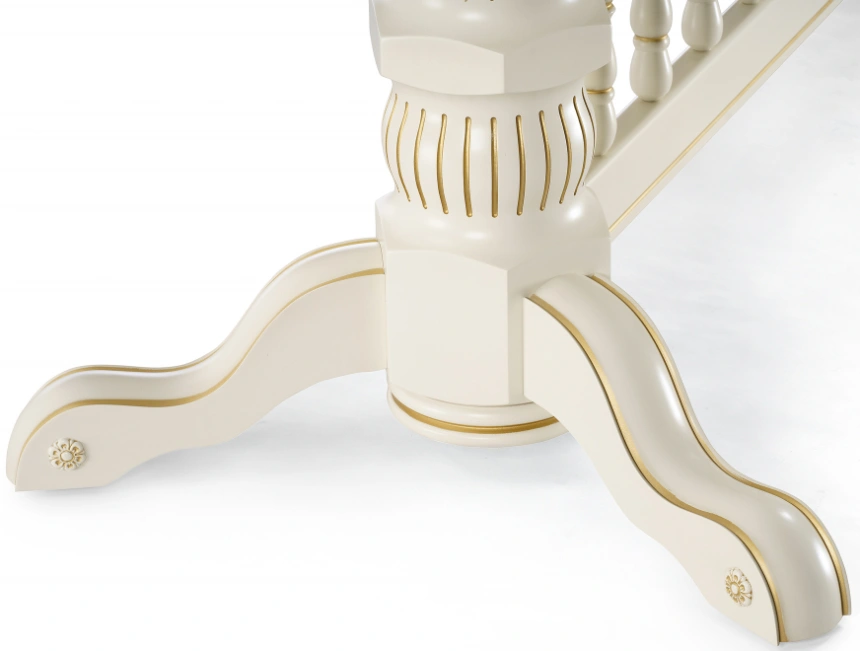 Обеденный раздвижной стол Кассиль, 260(330)х110х77, крем / золотая патина