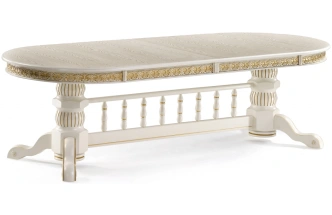 Обеденный раздвижной стол Кассиль, 260(330)х110х77, крем / золотая патина