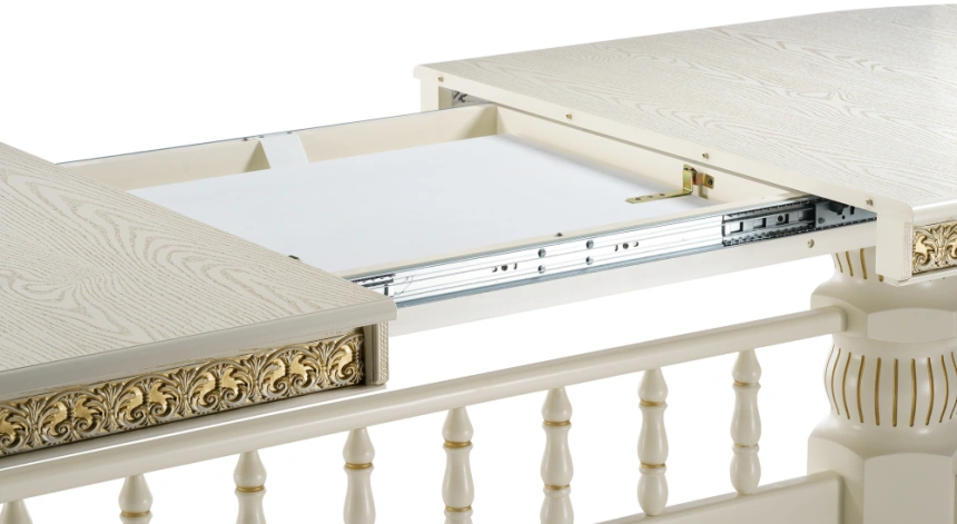 Обеденный раздвижной стол Кассиль, 260(330)х110х77, крем / золотая патина