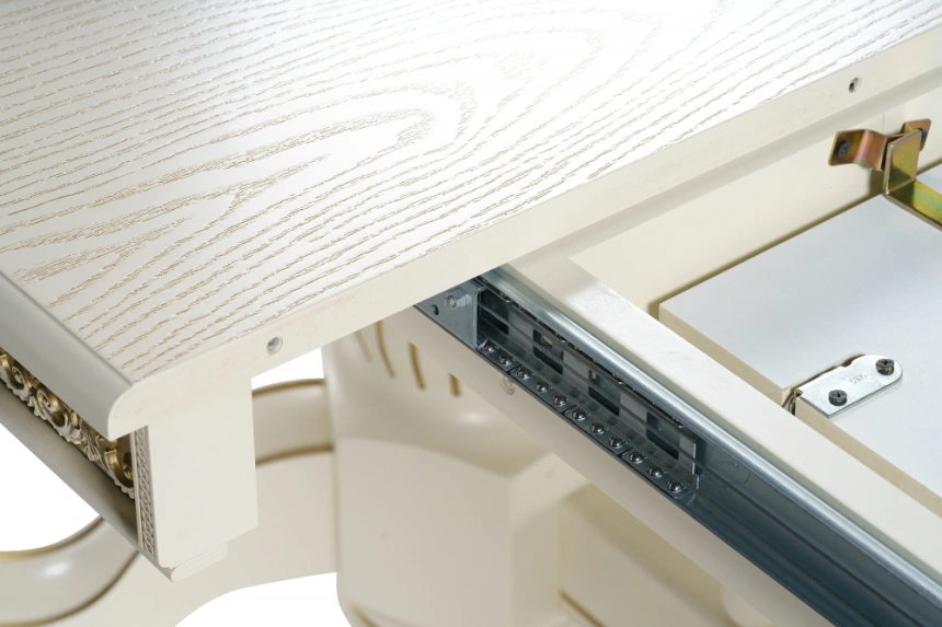 Обеденный раздвижной стол Кассиль, 260(330)х110х77, крем / золотая патина