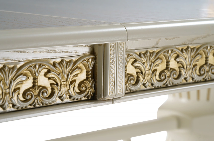 Обеденный раздвижной стол Кассиль, 260(330)х110х77, крем / золотая патина