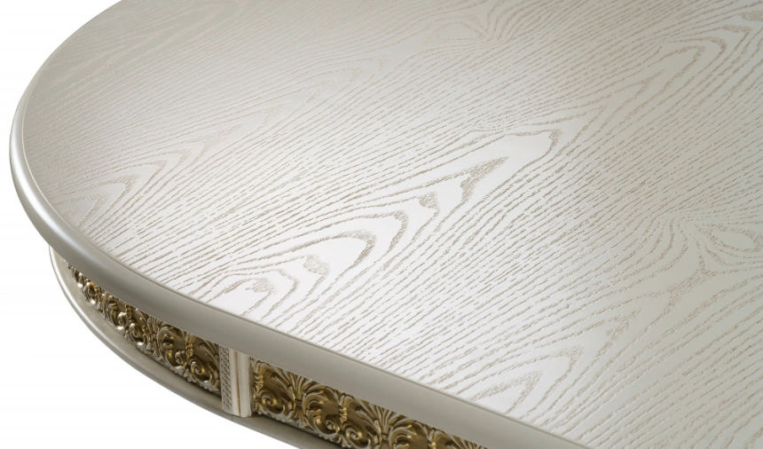 Обеденный раздвижной стол Кассиль, 260(330)х110х77, крем / золотая патина