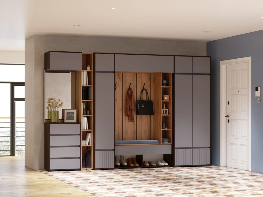 Прихожая Роут, венге / дуб вотан / графит софт