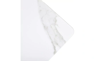 Кухонный раздвижной стол ТЕТ-А-ТЕТ 90, белый мрамор, керамика, черный каркас 