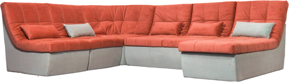 Диван угловой София 2 удлиненный, Catania flame, Catania cocoa, с задней тканью