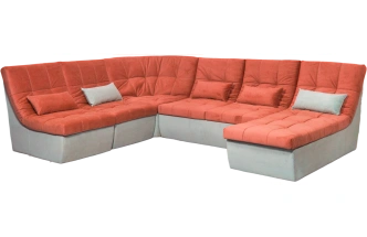 Диван угловой София 2 удлиненный, Catania flame, Catania cocoa, с задней тканью