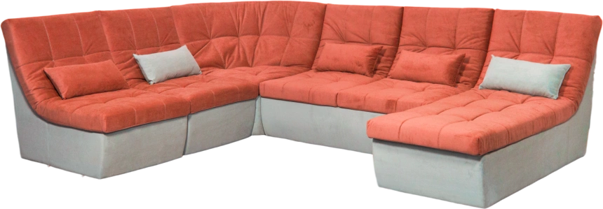 Диван угловой София 2 удлиненный, Catania flame, Catania cocoa, с задней тканью