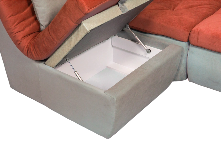 Диван угловой София 2 удлиненный, Catania flame, Catania cocoa, с задней тканью