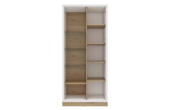 Шкаф двухдверный со стеклом Балтимор, Белый/Дуб дикий