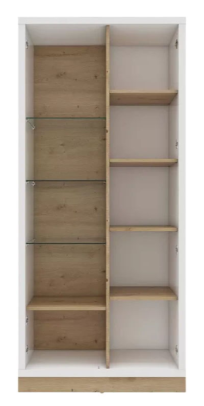 Шкаф двухдверный со стеклом Балтимор, Белый/Дуб дикий