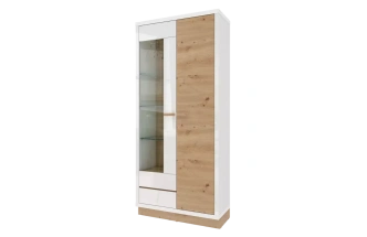 Шкаф двухдверный со стеклом Балтимор, Белый/Дуб дикий