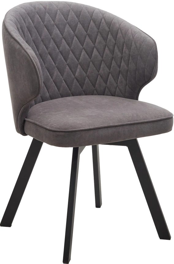 Стул Skat, мягкий, поворотный, B28 темно-серый, велюр, черный каркас