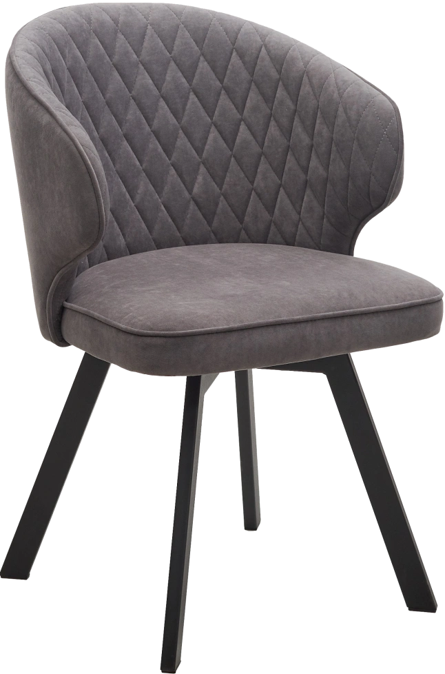 Стул Skat, мягкий, поворотный, B28 темно-серый, велюр, черный каркас