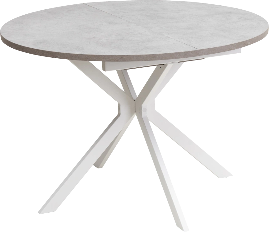 Кухонный стол раздвижной Вега D110, Бетон Чикаго светло-серый, белый каркас