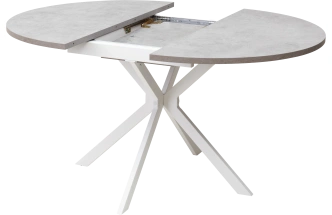 Кухонный стол раздвижной Вега D110, Бетон Чикаго светло-серый, белый каркас