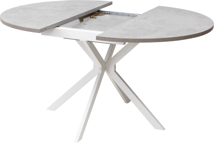 Кухонный стол раздвижной Вега D110, Бетон Чикаго светло-серый, белый каркас
