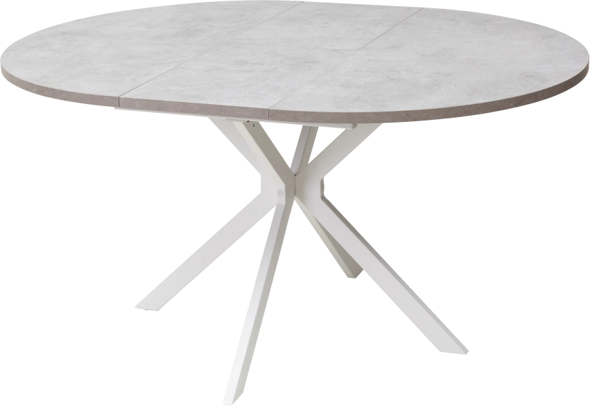 Кухонный стол раздвижной Вега D110, Бетон Чикаго светло-серый, белый каркас