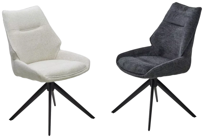 Стул Olaf, мягкий, поворотный, Raven 22 бежево-белый, ткань, черный каркас 