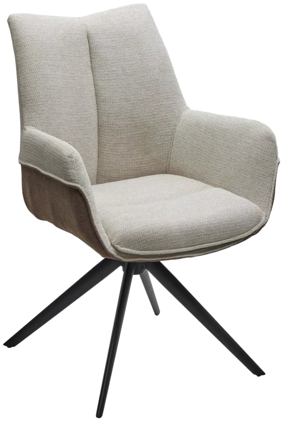 Стул Pontus, мягкий, поворотный, KN01-05 бежевый, BZ1046-21 коричневый, ткань, черный каркас