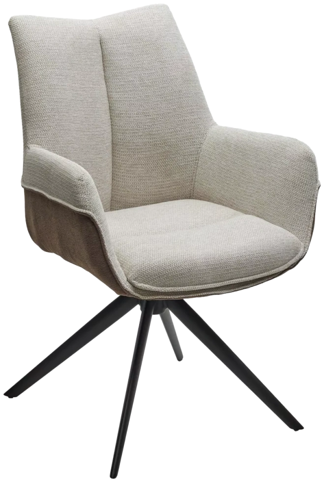 Стул Pontus, мягкий, поворотный, KN01-05 бежевый, BZ1046-21 коричневый, ткань, черный каркас