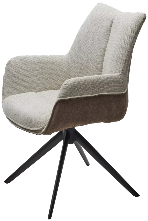 Стул Pontus, мягкий, поворотный, KN01-05 бежевый, BZ1046-21 коричневый, ткань, черный каркас