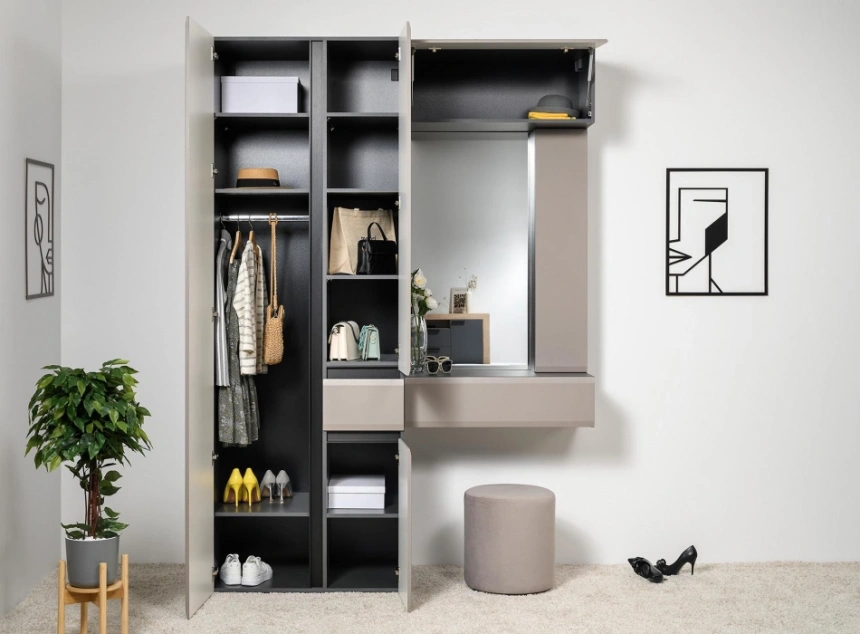 Шкаф навесной Сейдиль 16.314.01, антрацит / веллюто капучино