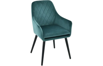 Стул Ardeko, мягкий с подлокотниками, голубой, велюр, каркас черный