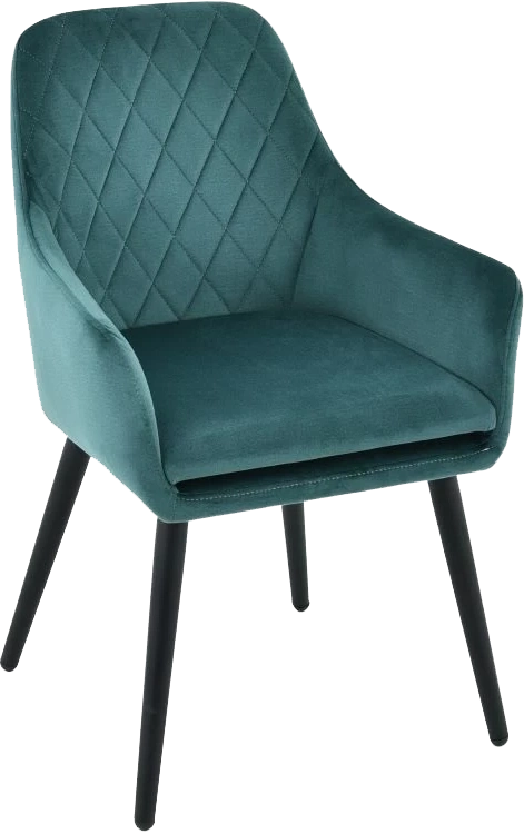 Стул Ardeko, мягкий с подлокотниками, голубой, велюр, каркас черный