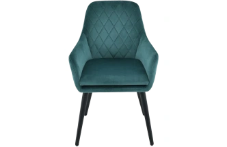 Стул Ardeko, мягкий с подлокотниками, голубой, велюр, каркас черный