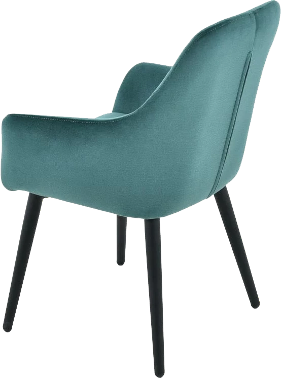 Стул Ardeko, мягкий с подлокотниками, голубой, велюр, каркас черный