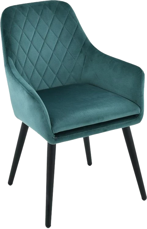 Стул Ardeko, мягкий с подлокотниками, голубой, велюр, каркас черный