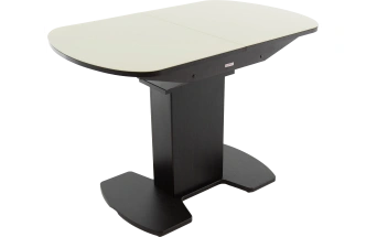 Кухонный стол Корсика, молочный, стекло, каркас венге