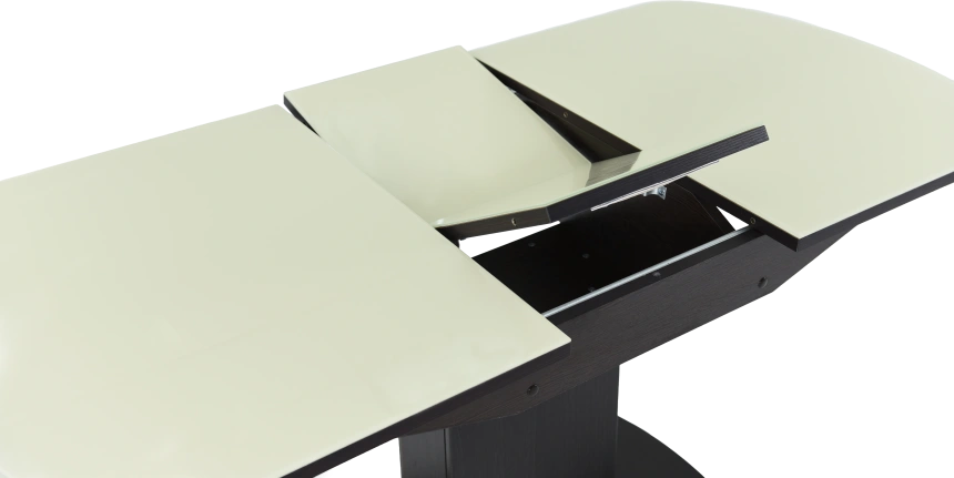 Кухонный стол Корсика, молочный, стекло, каркас венге