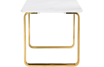 Кухонный стол Селена 4, 140x80x77, керамика, белый мрамор, каркас золотой