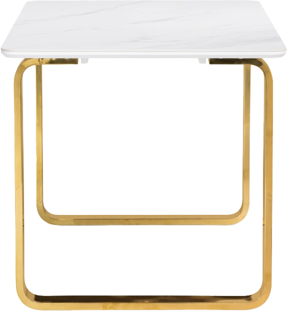 Кухонный стол Селена 4, 140x80x77, керамика, белый мрамор, каркас золотой