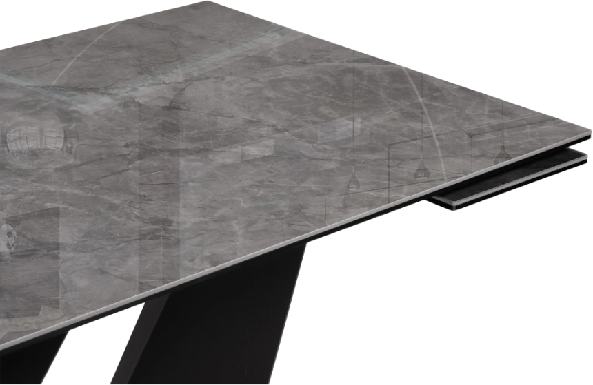 Кухонный обеденный раздвижной Бор, 180(240), керамика, baolai, каркас черный