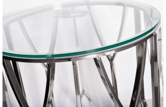 Журнальный стол 13RXET3103-SILVER , 50x50x55, стекло, прозрачный / серебро 
