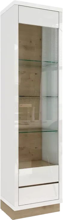 Шкаф со стеклом Балтимор, Белый/Дуб дикий