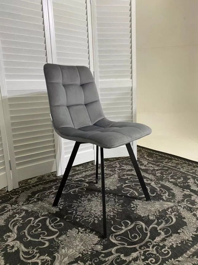 Стул Chilli Square, мягкий, Bluvel-14 серый, велюр, черный каркас